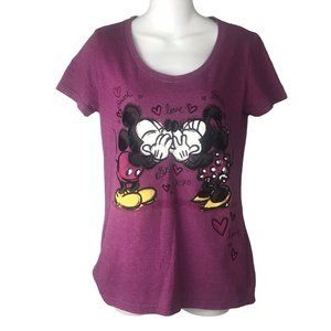Disney Store Womens Size Small Mickey Minnie Kissing T-shirt